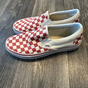 Vans women’s size 8.5 men’s size 7 red checkered slip on sneakers